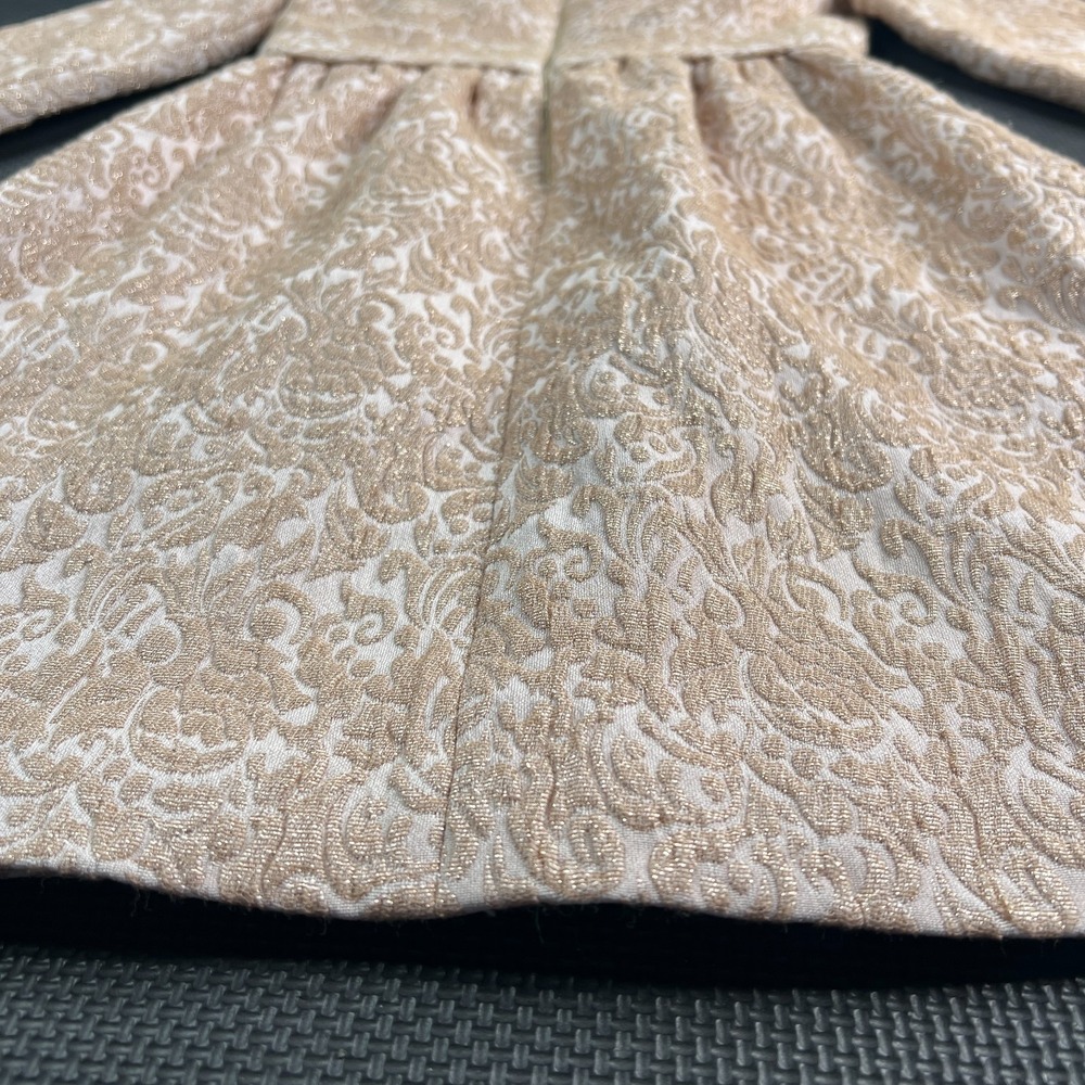 REISS‎ Rose Gold Melanie Jacquard Party Dress Sz 4 Tie Waist Cocktail Wedding - Picture 8 of 16